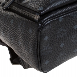 MCM Black Visetos Coated Canvas Medium Studs Stark Backpack