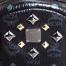 MCM Black Visetos Coated Canvas Medium Studs Stark Backpack