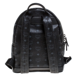 MCM Black Visetos Coated Canvas Medium Studs Stark Backpack