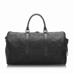 MCM Black Visetos PVC Duffle Bag