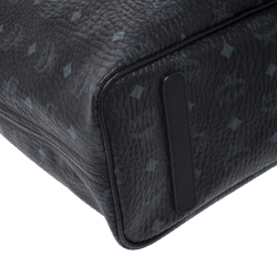 Pre Owned MCM Black Visetos Coated Canvas Medium Anya Shopper Tote