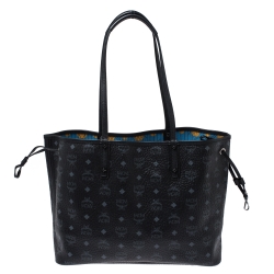 Pre Owned MCM Black Visetos Coated Canvas Medium Anya Shopper Tote