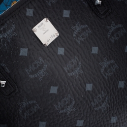 Pre Owned MCM Black Visetos Coated Canvas Medium Anya Shopper Tote