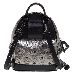 MCM Silver Visetos Coated Canvas Mini Studs Stark Backpack