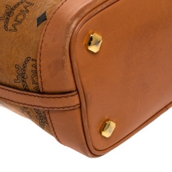 MCM Brown Visetos Coated Canvas Drawstring Shoulder Bag