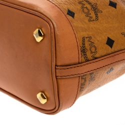 MCM Brown Visetos Coated Canvas Drawstring Shoulder Bag