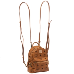 MCM Brown Visetos Coated Canvas X-Mini Bebe Boo Backpack