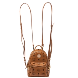 MCM Brown Visetos Coated Canvas X-Mini Bebe Boo Backpack
