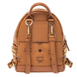 MCM Brown Visetos Coated Canvas X-Mini Bebe Boo Backpack