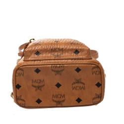 MCM Brown Visetos Coated Canvas X-Mini Bebe Boo Backpack