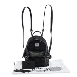 MCM Black Visetos Coated Canvas X-Mini Bebe Boo Backpack