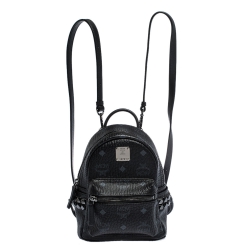 MCM Black Visetos Coated Canvas X-Mini Bebe Boo Backpack