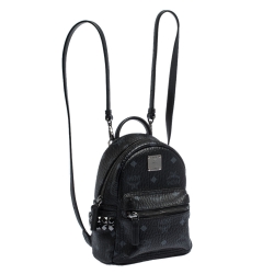 MCM Black Visetos Coated Canvas X-Mini Bebe Boo Backpack