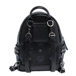 MCM Black Visetos Coated Canvas X-Mini Bebe Boo Backpack