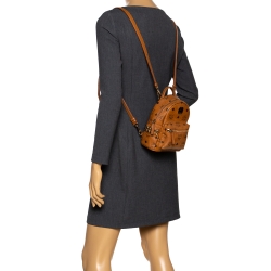 MCM Brown Visetos Coated Canvas X-Mini Bebe Boo Backpack