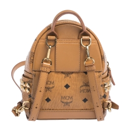 MCM Brown Visetos Coated Canvas X-Mini Bebe Boo Backpack