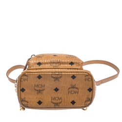 MCM Brown Visetos Coated Canvas X-Mini Bebe Boo Backpack
