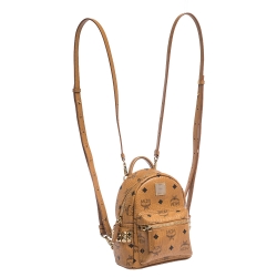 MCM Brown Visetos Coated Canvas X-Mini Bebe Boo Backpack
