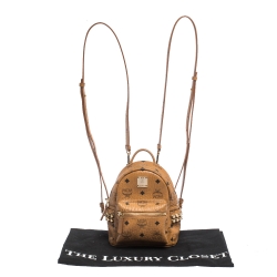 MCM Brown Visetos Coated Canvas X-Mini Bebe Boo Backpack