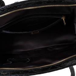 Pre Owned MCM Black Croc Embossed Leather Satchel