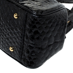 Pre Owned MCM Black Croc Embossed Leather Satchel