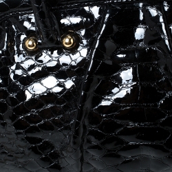 Pre Owned MCM Black Croc Embossed Leather Satchel