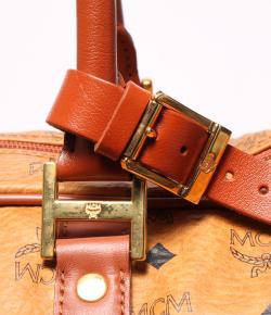 MCM Cognac Visetos Canvas Vintage Boston Bag