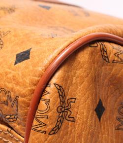 MCM Cognac Visetos Canvas Vintage Boston Bag