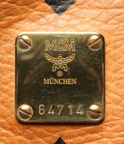 MCM Cognac Visetos Canvas Vintage Boston Bag