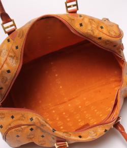 MCM Cognac Visetos Canvas Vintage Boston Bag