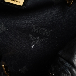 Pre Owned MCM Black Visetos Coated Canvas and Leather Small Studs Stark Backpack