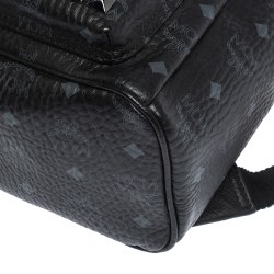 Pre Owned MCM Black Visetos Coated Canvas and Leather Small Studs Stark Backpack