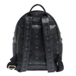 Pre Owned MCM Black Visetos Coated Canvas and Leather Small Studs Stark Backpack