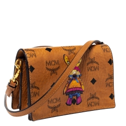 MCM Cognac Visetos Coated Canvas Mini Rabbit Shoulder Bag