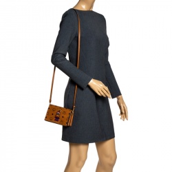 MCM Cognac Visetos Coated Canvas Mini Rabbit Shoulder Bag