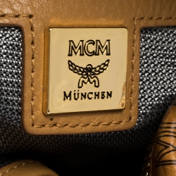 MCM Cognac Visetos Coated Canvas Small Studs Stark Backpack