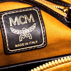 MCM Brown/Black Leopard Print Calfhair and Visetos Coated Canvas Zip Satchel