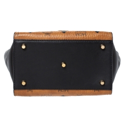 MCM Tan/Black Coated Canvas and Leather Tote