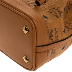MCM Brown Visetos Coated Canvas Drawstring Shoulder Bag
