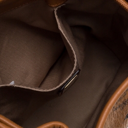 MCM Brown Visetos Coated Canvas Drawstring Shoulder Bag