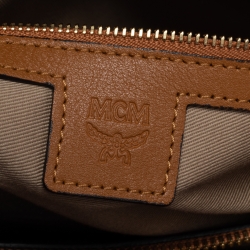 MCM Cognac Visetos Coated Canvas and Leather Klara Tote
