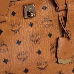 MCM Cognac Visetos Coated Canvas and Leather Klara Tote