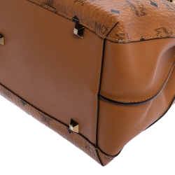 MCM Cognac Visetos Coated Canvas and Leather Klara Tote