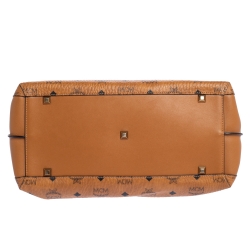 MCM Cognac Visetos Coated Canvas and Leather Klara Tote