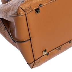 MCM Cognac Visetos Coated Canvas and Leather Klara Tote
