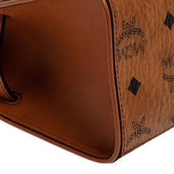 Pre Owned MCM Brown Visetos Canvas Mini Heritage Top Handle Bag