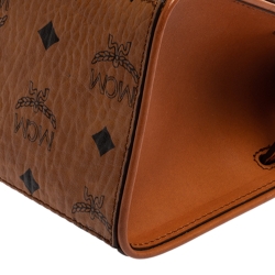 Pre Owned MCM Brown Visetos Canvas Mini Heritage Top Handle Bag