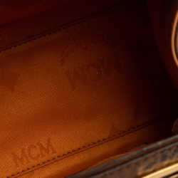 Pre Owned MCM Brown Visetos Canvas Mini Heritage Top Handle Bag