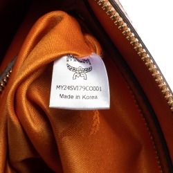 MCM Cognac Visetos Coated Canvas Pouch 