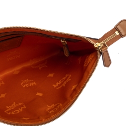 MCM Cognac Visetos Coated Canvas Pouch 